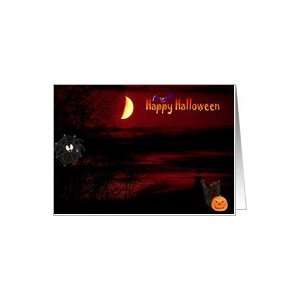 Red sky Landscape Halloween photo Card