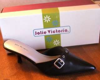 Jolie Victoria Shoes Tansy X Black Mule Medium B NIB  