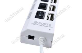 White 7 Port USB 2.0 High Speed HUB ON/OFF Sharing Switch For Laptop 