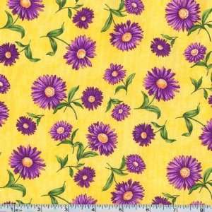 45 Wide Flower of the Month Aster September 08 Yellow Fabric By The 