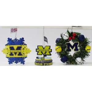  University of Michigan 3 Pack Ornaments