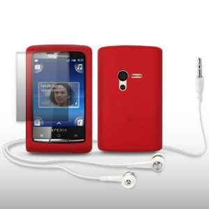  SONY ERICSSON X10 MINI RED SILICONE SKIN CASE WITH SCREEN 