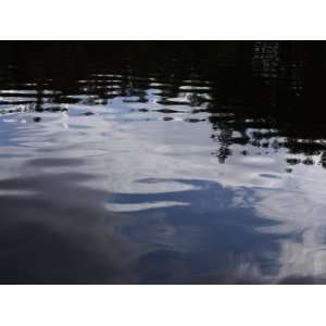 Close Up of a Lake Reflecting the Clouds in the Blue Sky Stretched 