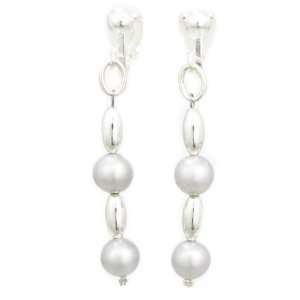 Unique Silver Grey Freshwater Pearl Earrings by Dragonheart   silver 