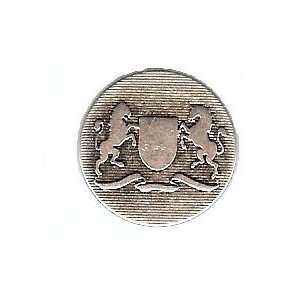 Rampant Lion & Rampant Unicorn Heraldry Button. Antique Silver Finish 