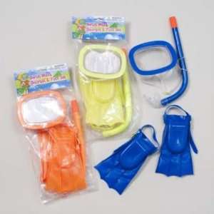  New   Kids Swim Set Snorkel Mask and Fins Case Pack 24 by 