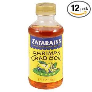 Zatarains Shrimp & Crab Boil, Lemon, 4 Ounce Bottles (Pack of 12 
