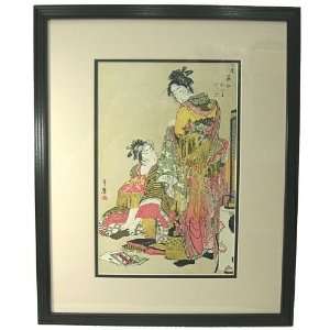  Fancy Attires By Utamaro ~ Framed Vintage Woodblock Print 