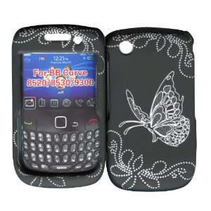 Stunning White Butterfly on Black Blackberry Curve 8520/8530/ 3G, 9300 