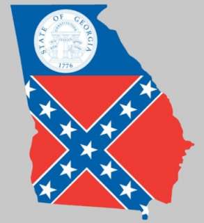 Georgia Shaped Flag Sticker   decal rebel GA state 1776  