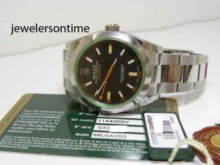 Rolex SS Green Milgauss 116400GV unworn with stickers $7,650 MSRP 