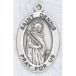   Oval Medal Necklace Patron Saint St. Dennis with 20 Chain in Gift Box