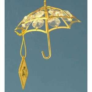  Umbrella Gold & Crystal Ornament