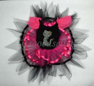 Halloween Kitty Cat Girl Party Ballet TuTu Leotard Fancy Dress 2 8Y 