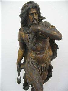Antique Spelter Figural Statue Male Warrior Newel Post Not Lamp HUGE 