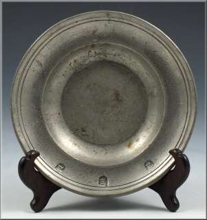 Nice 18th Century Cast Pewter Communion Dish w/ Hallmarks  