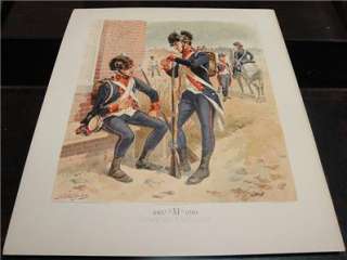 1885 ORIGINAL LITHO PRINT US Army Uniform OGDEN War of 1812 INFANTRY 