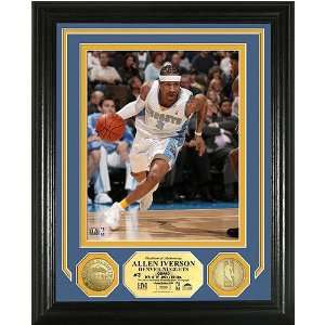 Allen Iverson Denver Nuggets Photo Mint with Two 24KT Gold Coins 