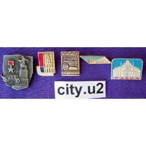 Russian Ukrainian Vintage Collectible Pins * Various cities * Set of 5 