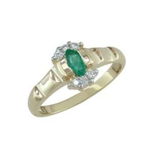    Cysily   size 6.25 14K Gold Emerald & Diamond Ring Jewelry