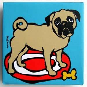 Pug on a Rug by Marc Tetro. Giclee on Fine Art Canvas Dog Print (12 