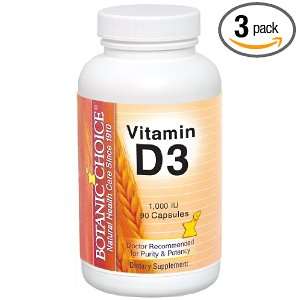   Vitamin D 3 1000 IU Capsules, 90 Count (Pack of 3) Health & Personal