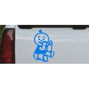 Blue 24in X 16.1in    Baby With Bottle Car Window Wall Laptop Decal 