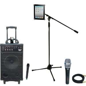  Pyle Speaker, Mic, Cable and Stand Package   PWMA860I 500W 