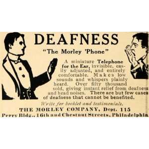  1909 Ad Morely Ear Phone Deafness Perry Building PA 