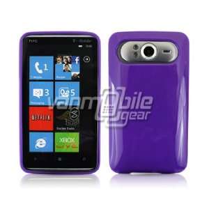 VMG HTC HD7/HD7S   Purple Solid Hard 1 Pc TPU Gel Silicone Rubber Skin 