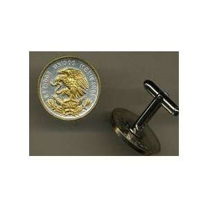    Unique 2 Toned Gold on Silver Mexican Eagle, Coin Cufflinks Beauty