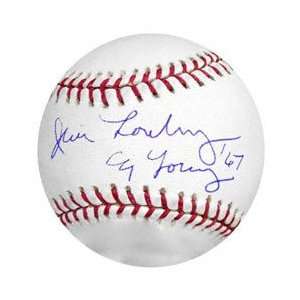 Jim Lonborg Autographed Baseball with Cy Young 67 Inscription  