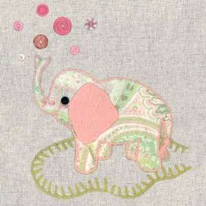  Vintage Elephant in Pink Canvas Reproduction
