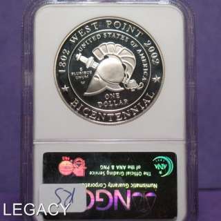2002 W SILVER WEST POINT COMMEMORATIVE NGC PF69UC (RS  