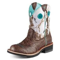 NIB Ariat Womens Cowgirl Fatbaby Boots 10009503 Brown Crinkle 
