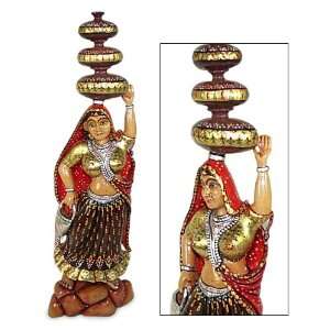  Wood statuette, Rajasthani Grace