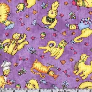  45 Wide Meow Meow Lavender Fabric By The Yard Arts 