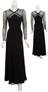 Elegant GIORGIO ARMANI Black Long Sleeve Evening Gown Dress 40 6 NEW 