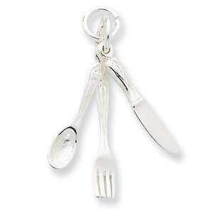  Sterling Silver Fork, Knive, and Spoon Charm Jewelry