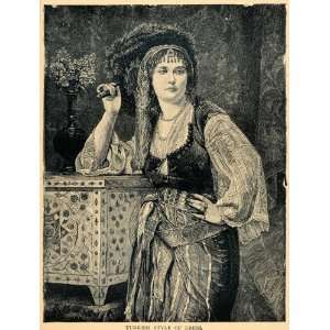  1894 Print Turkish Dress Costume Fashion Woman Lady 