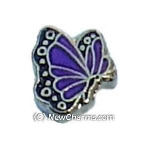    Butterfly Birthstone February Floating Locket Charm Jewelry