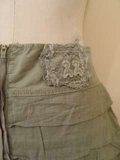twilltwentytwo Army Green Ruffle Tier Skirt 27 NWT $120  