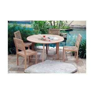    Lahaina Teak Round Table With Stackable Chairs Set