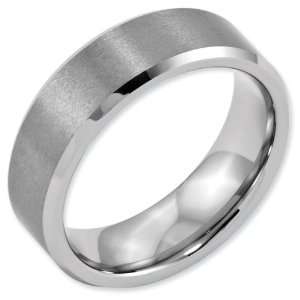   Dura Tungsten Beveled Edge 7mm Brushed and Polished Band ring Jewelry