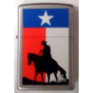   Custom Lighter   Cowboy w/ Texas Flag Lone Star