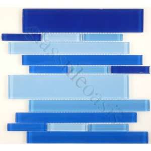  Blue Random Bricks Blue Piano Series Glossy Glass Tile 