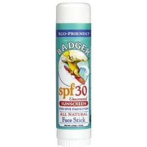 Badger SPF30+ Sunscreen All Season Face Stick   0.65 oz (Quantity of 4 