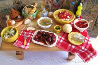 SALE Italian Buffet Table OOAK Spaghetti Provolone Meatballs Olives 