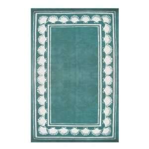  The American Home Rug Company Shell Border 5 Round teal 