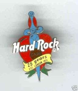 Hard Rock London 25th Anniversary heart & dagger pin  